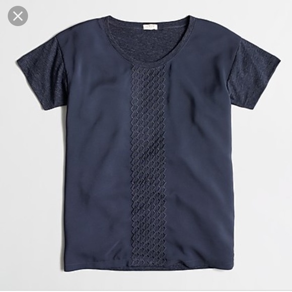 J. Crew Tops - NWT J. Crew Silky Front Embroidered Black T-shirt